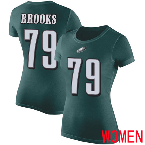 Women Philadelphia Eagles #79 Brandon Brooks Green Rush Pride Name and Number NFL T Shirt